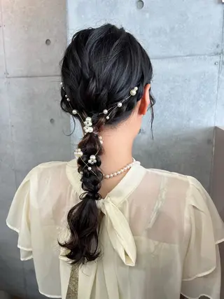 ロング カコ/レイヤーカット ヘアアレンジのヘアスタイル