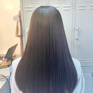 セミロング カラー 髪質改善× ハイライト溝江のヘアスタイル