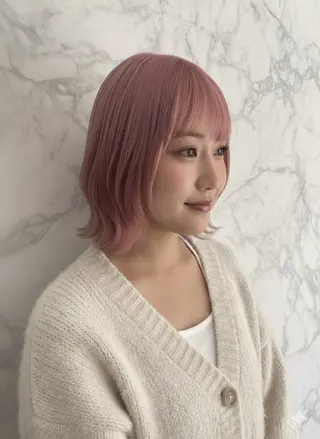 ミディアム カラー 🍒しの🍒 ハイトーン/カットのヘアスタイル