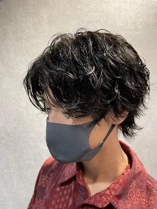 ミディアム パーマ メンズ 宮下 弦也のヘアスタイル
