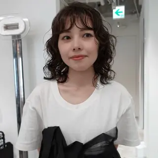 ミディアム パーマ ヘアアレンジ 🌐サトウ リョウ🌐のヘアスタイル