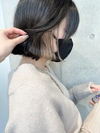 ショート カラー ヘアアレンジ 透明感/オリーブ/ グレージュ/YUKAのヘアスタイル
