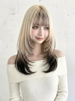 セミロング ブリーチ毛に縮毛矯正 ✨カラー✨山田 正幸のヘアスタイル