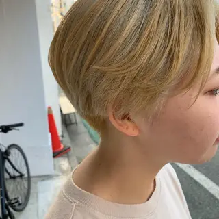 ショート カラー パーマ/透明感カラー /ボブ/吉田一生のヘアスタイル