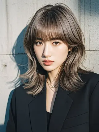 ミディアム ウルフカット 811 大阪梅田 ウルフのヘアスタイル