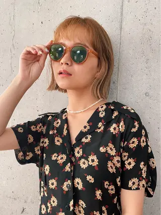 ミディアム カラー パーマ ヘアアレンジ ネイル マツエク・マツパ Miku /ブリーチ/ボブのヘアスタイル