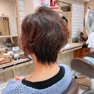 ショート カラー パーマ 清水 有実子のヘアスタイル