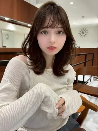 ミディアム カラー 韓国風/艶カラー/ 透明感/水野啓太のヘアスタイル