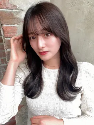 セミロング カラー 顔周り/くびれヘア 韓国ヘア💕風間るなのヘアスタイル