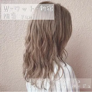 セミロング カラー パーマ ヘアアレンジ キッズ ネイル マツエク・マツパ 新宿駅近♡友達とOK 🦋W -ワット -のヘアスタイル