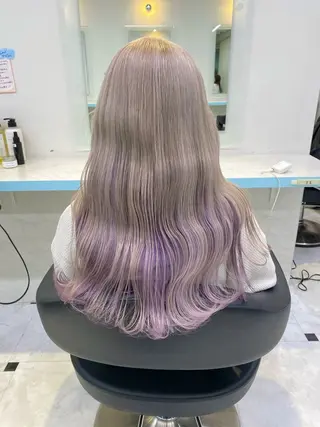 セミロング ブリーチ✖️ 縮毛LANDのヘアスタイル