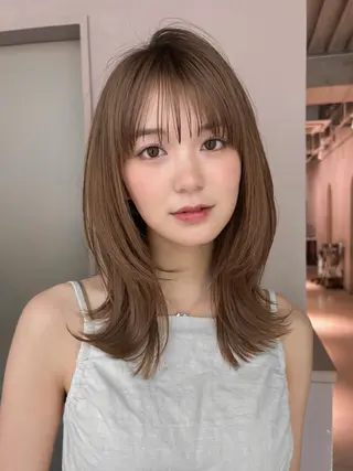 ミディアム カラー ren ボブロブ/ミディアムのヘアスタイル