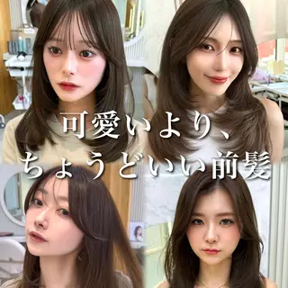 ミディアム 似合わせレイヤー/ 透明感カラーのヘアスタイル