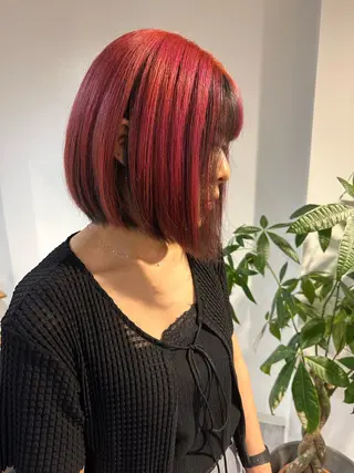 ミディアム カラー レイヤー/ウルフ/ ハッシュカット/ダイのヘアスタイル