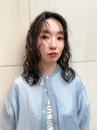 ミディアム カラー パーマ ヘアアレンジ tatsumi/ボブ ウルフ/レイヤーのヘアスタイル