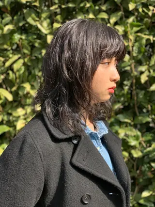 ミディアム カラー パーマ 藤田 衣子のヘアスタイル