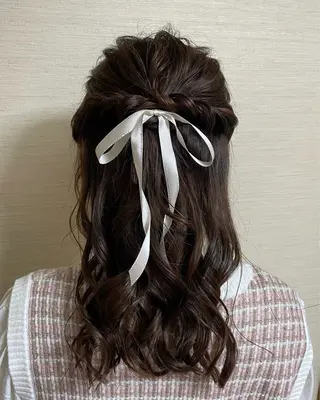 セミロング ハルカ/暖色カラー/ ブリーチカラーのヘアスタイル