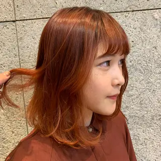 ミディアム カラー satsuki 暖色・ブラウンカラーのヘアスタイル