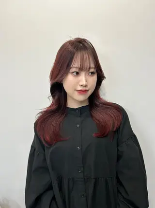 セミロング カラー sunc所属・梅田l大人韓国ヘア レイヤー×艶カラーのヘアスタイル