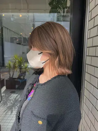 ショート 柔らかブラウン/顔周 りレイヤー♡ユウシのヘアスタイル