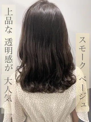 セミロング カラー 🥇ブリーチ無し 透明感🥇佐藤のヘアスタイル