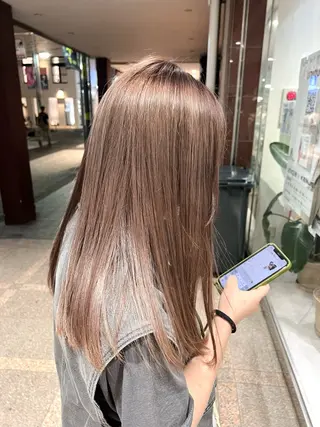 セミロング カラー 縮毛矯正/ブリーチ 無しWカラーのヘアスタイル