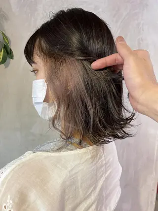 ショート カラー ヘアアレンジ 切りっぱなしボブ/ デザインカラー店長のヘアスタイル