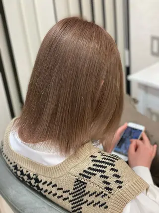 ミディアム カラー ヘアアレンジ 髪質改善×ハイトーン 中田啄也のヘアスタイル