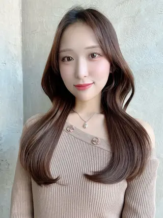 セミロング カラー パーマ 新宿✨顔周りカット 韓国ヘア/坂本亜裟海のヘアスタイル
