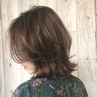 ミディアム カラー パーマ 中島 剛のヘアスタイル