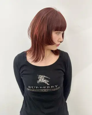 ミディアム カラー 顔まわりカット/艶髪 カラー✨けいとのヘアスタイル