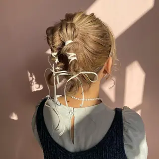 ヘアアレンジ レイヤーカット/ ハイトーンchimiのヘアスタイル