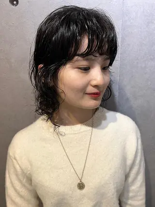 ミディアム パーマ しみず さくら🌸のヘアスタイル