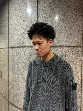 パーマ メンズ スパイキーパーマ 柏NO1 藤本葉のヘアスタイル