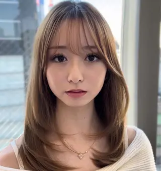 セミロング レイヤーカット/ 顔まわり/アオイのヘアスタイル