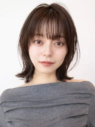 ミディアム カラー 渋谷/レイヤーボブ・ 韓国ボブ特化/楓のヘアスタイル