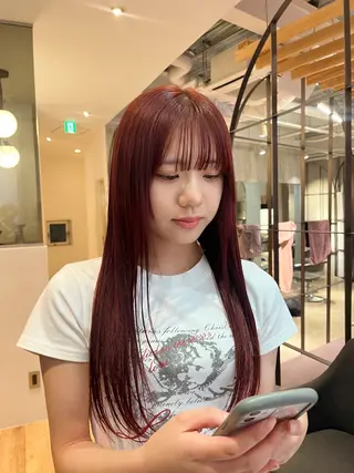 ロング カラー 加藤好/カットモデル /暖色カラー🍒🧡のヘアスタイル