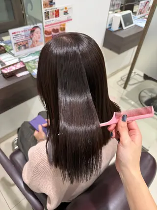 セミロング パーマ 艶カラー/縮毛矯正/ ブリーチカラー/みなのヘアスタイル