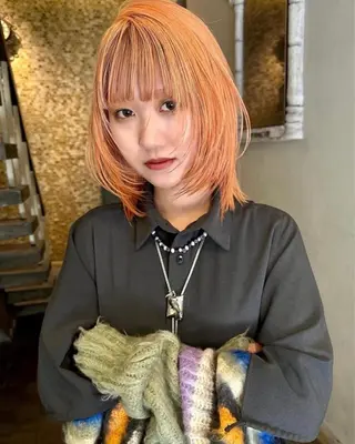 セミロング カラー ナチュラル・ハイトー ン🏆HINOKIのヘアスタイル