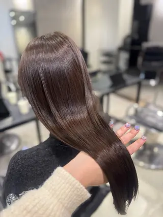 セミロング カラー パーマ ヘアアレンジ 透明感/オリーブ/ グレージュ/YUKAのヘアスタイル