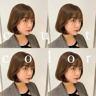 ミディアム カラー パーマ コテ巻き風パーマ✨ 韓国ヘア🤎近下菜央のヘアスタイル