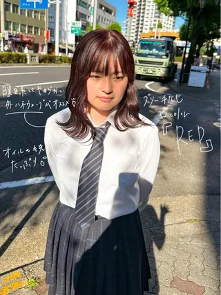 ミディアム カラー 高橋 みく/ minim 暖色のヘアスタイル