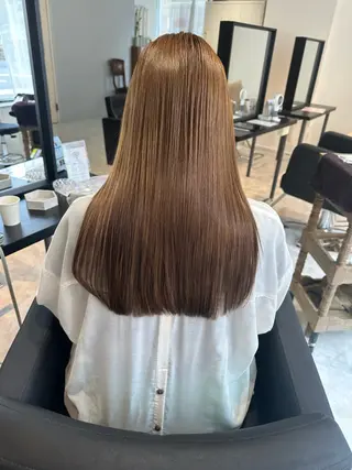 ロング カラー 縮毛矯正  髪質改善 酸性ストレート特化のヘアスタイル