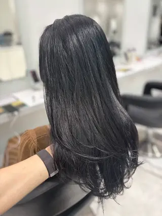 ロング カラー ブリーチなし透明感 ×縮毛矯正🤍ユウのヘアスタイル