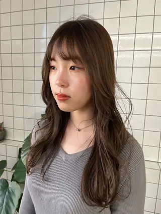 ロング カラー ボブパーマ/パーマ ウルフパーマのヘアスタイル