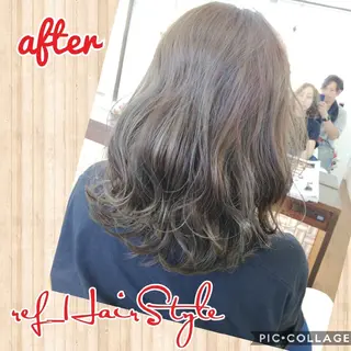 カラー ミディアム ヘアアレンジ 岩本 ヨシハルのヘアスタイル