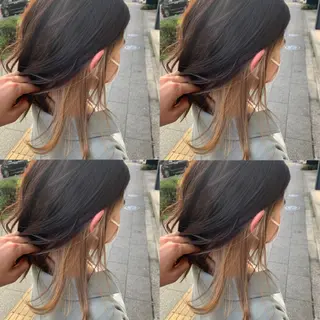 セミロング カラー ヘアアレンジ 🦋韓国ヘア 坂本 菜摘🦋のヘアスタイル