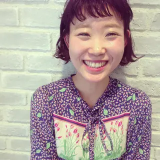 ショート ミディアム カラー パーマ la fith所属・rico_by ヘアとアイブロウのヘアスタイル