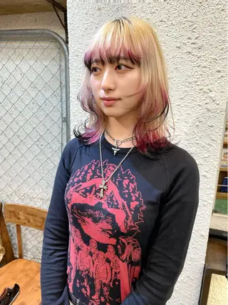 ミディアム カラー ヘアアレンジ 〽️magico/ ウルフDaiki〽️のヘアスタイル