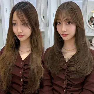 セミロング カラー 似合わせレイヤー/ 透明感カラーのヘアスタイル